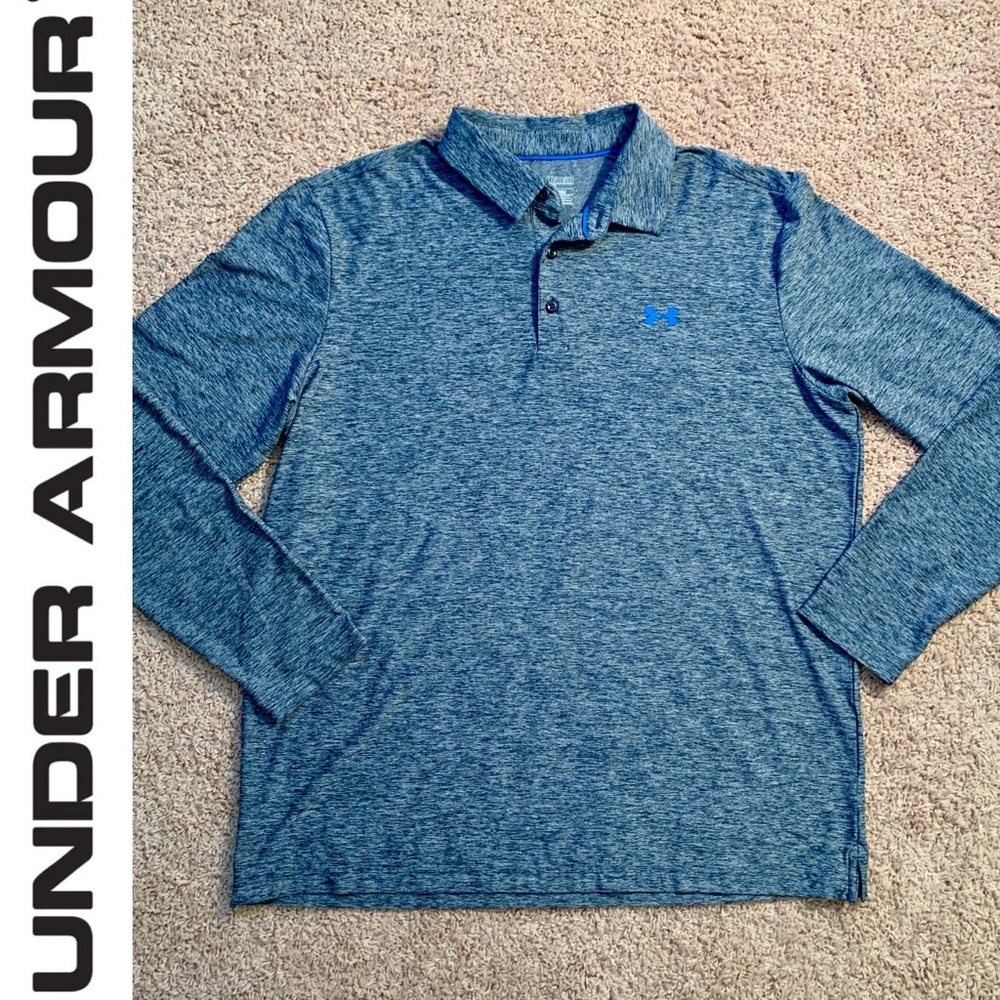 Men’s Under Armour Long Sleeve Heathered Blue Polo